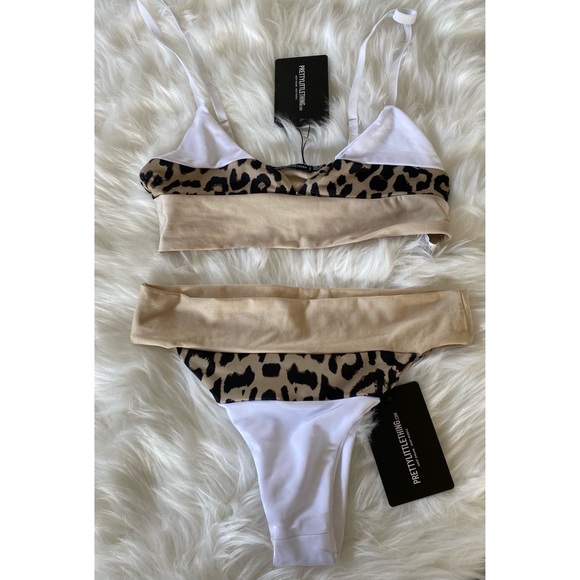 Prettylittlething Nude Nude & Leopard Three Toned Bikini Bottom. NWT. - Picture 2 of 3
